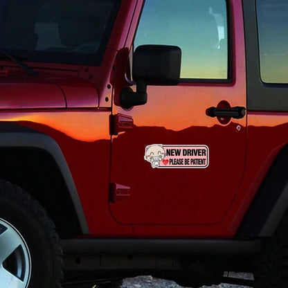 1pc "Be Patient" Vinyl Sticker, New Driver Car Decal, Cute Cartoon Cat Design, Automotive Exterior Accessories, Suitable For Girls Vehicle, Car Decoration