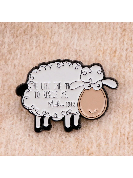 1pc Bible Verse Sheep Enamel Brooch- Cute Pin Badge For Bags And Clothes Dress Accessories Pin For Clothes Bag Charm School Office Accessories Shirts Jacket Jewelry Christmas Halloween Clothes Pin Fu