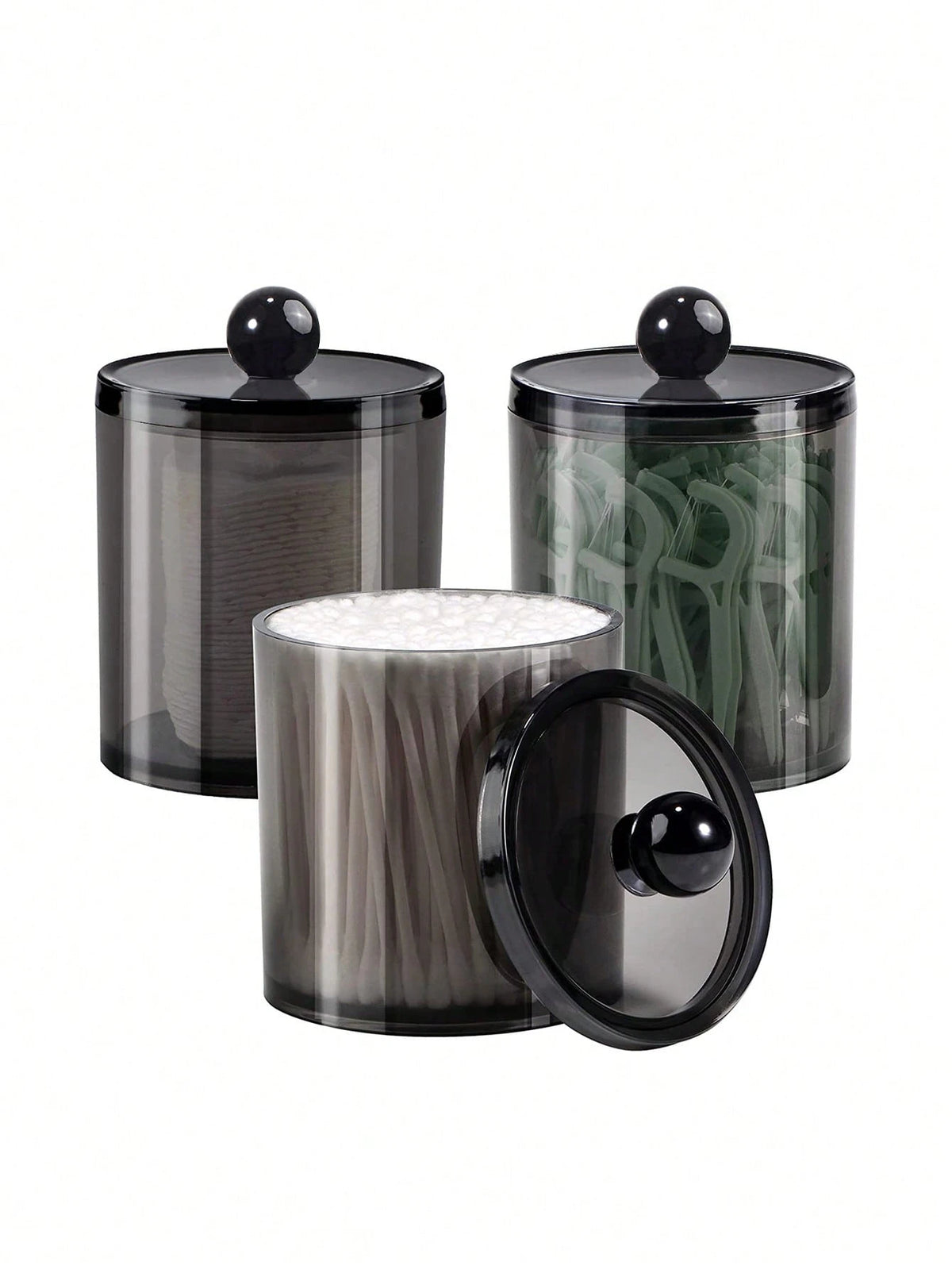 1pc Black Acrylic Bathroom Dental Floss Storage Container Bathroom