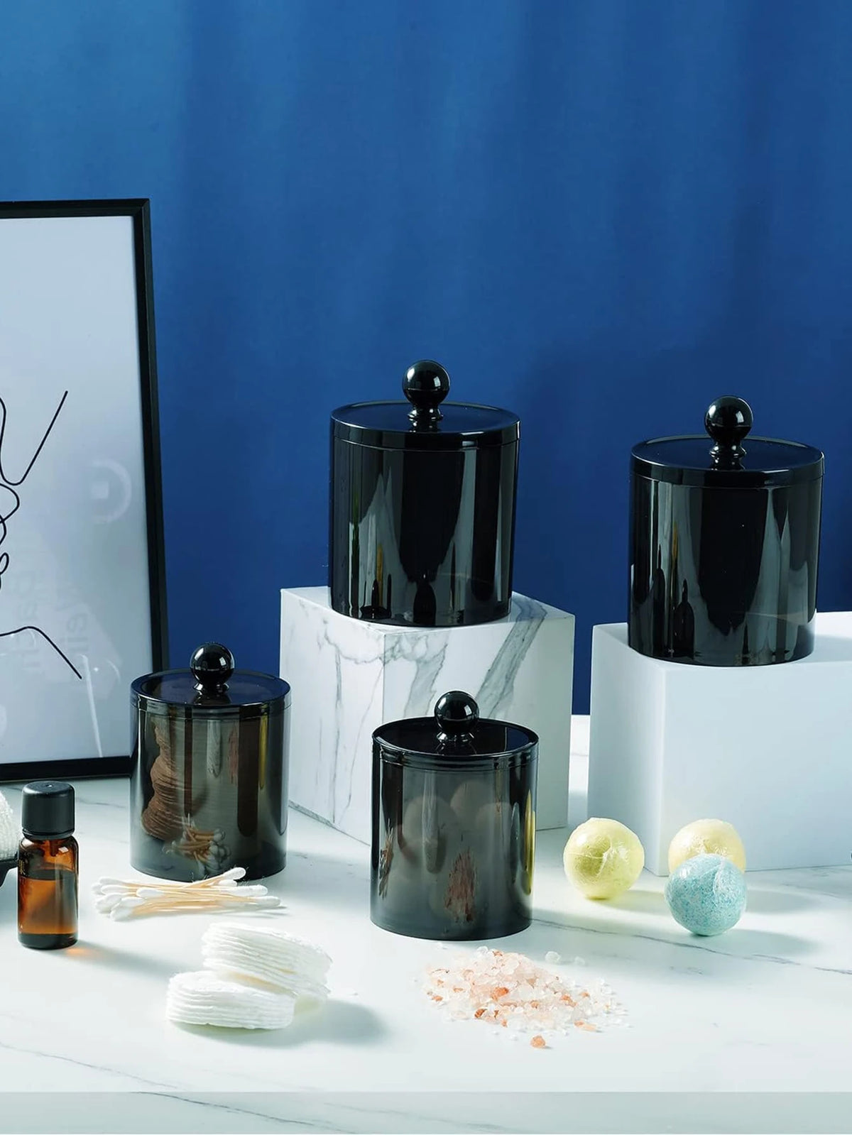 1pc Black Acrylic Bathroom Dental Floss Storage Container Bathroom