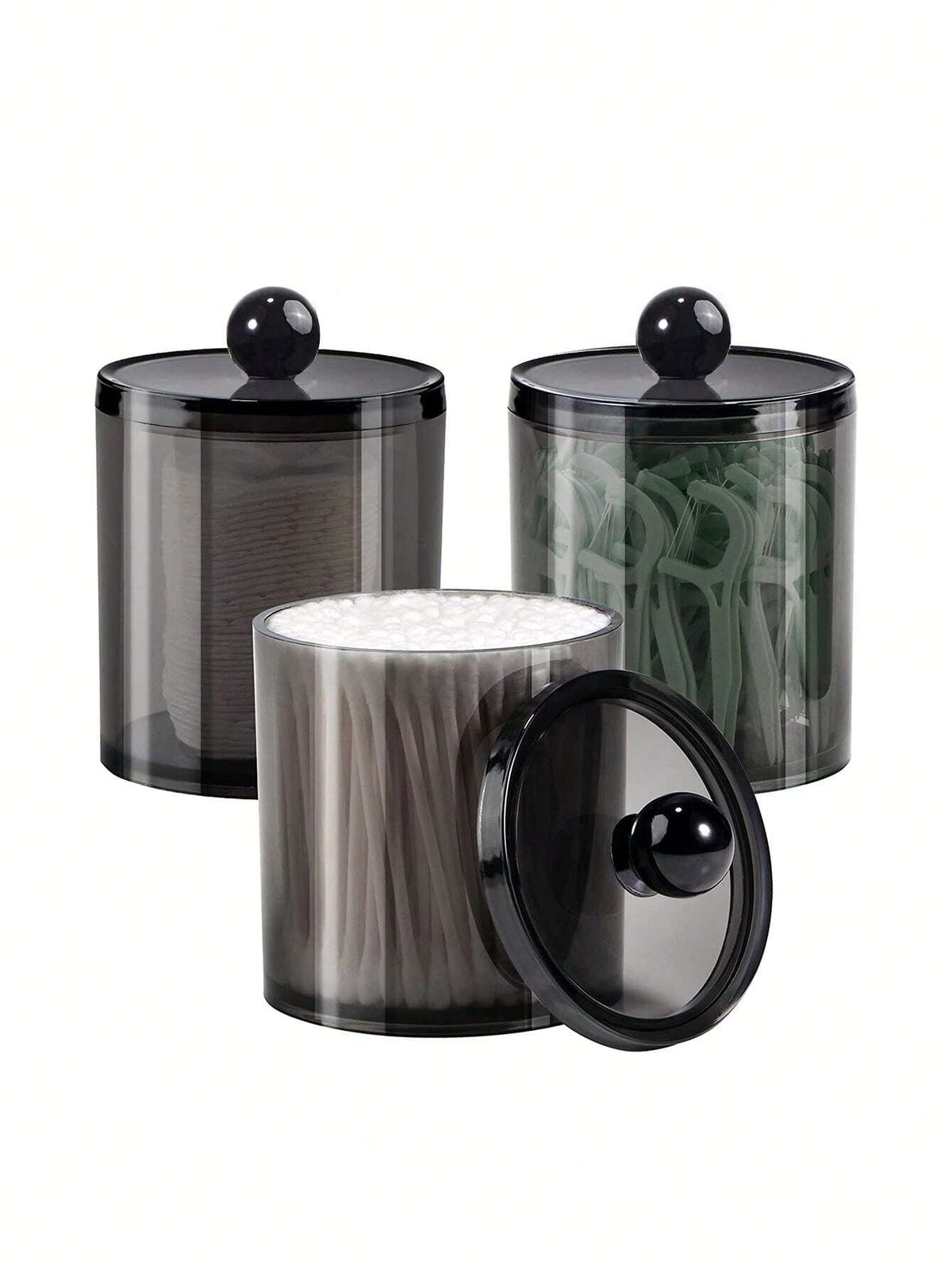 1pc Black Acrylic Bathroom Dental Floss Storage Container Bathroom