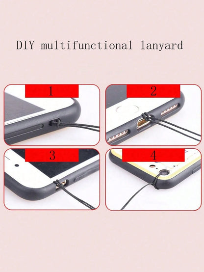 1pc Black Heart-Shaped Ball Bow Detail Polka Dot Style Matte Black Bowknot Lovely And Lively Youthful Simple Style Mobile Phone Chain Keychain Earphone Cord Lovely And Lively Youthful Tulip Pearl Colo