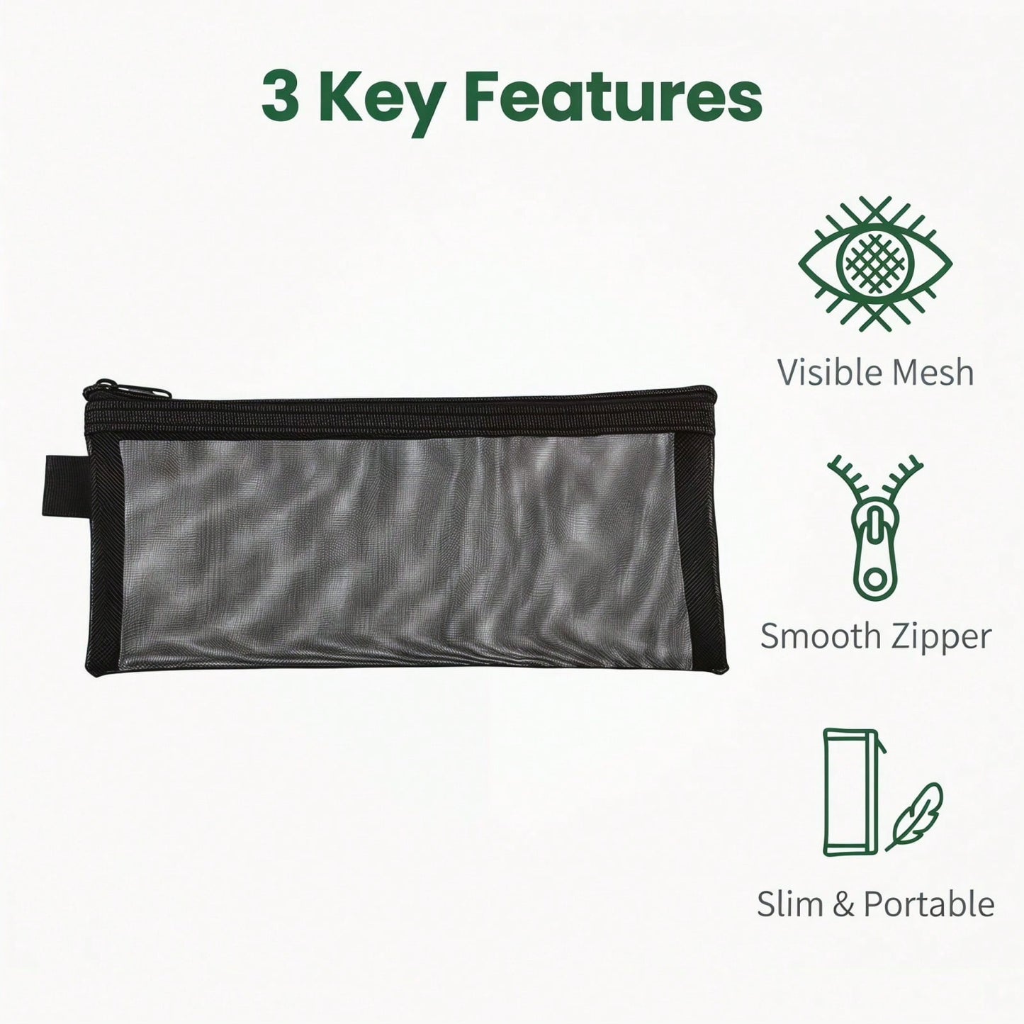 1pc Black Mesh Heart-Shaped Transparent Cosmetic Storage Bag, Suitable For Makeup Brushes And Lipsticks; Travel Toiletry Bag Transparent Gift Storage Bag With Zipper, Accessory Storage Bag, Nail Art B