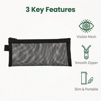 1pc Black Mesh Heart-Shaped Transparent Cosmetic Storage Bag, Suitable For Makeup Brushes And Lipsticks; Travel Toiletry Bag Transparent Gift Storage Bag With Zipper, Accessory Storage Bag, Nail Art B