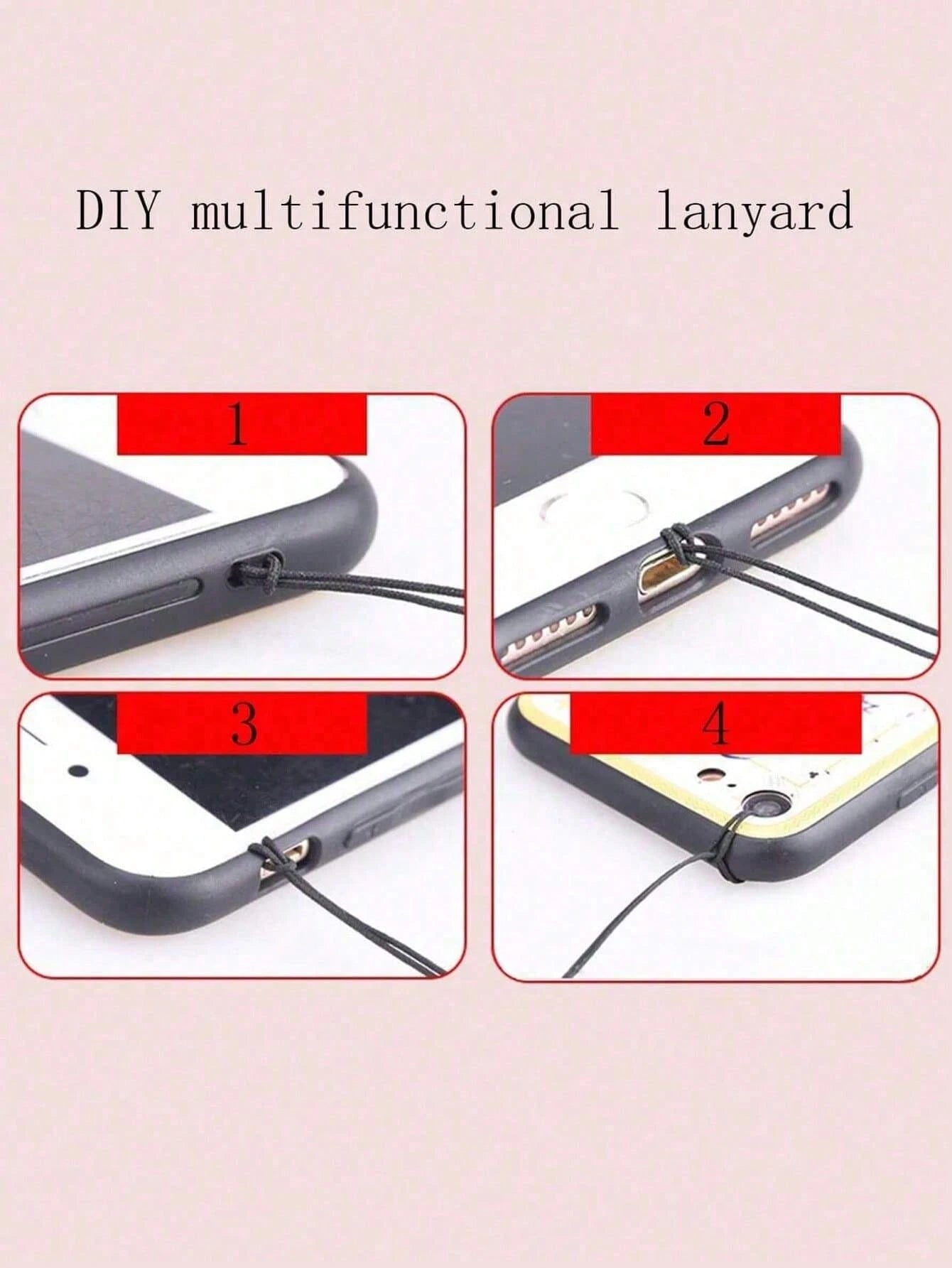 1pc Black Minimalist Handmade Beaded Bow Lanyard, Versatile For Phone Case, Bag, Earphones, Camera