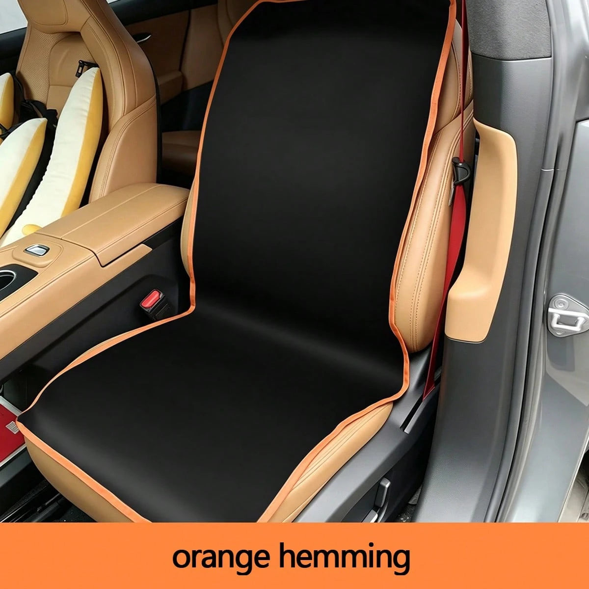 1pc Black/Orange Car Front Seat Pet Mat, Universal Fit Car Seat Protector, Easy To Clean Dog Mat For Front Car Seat