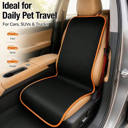 1pc Black/Orange Car Front Seat Pet Mat, Universal Fit Car Seat Protector, Easy To Clean Dog Mat For Front Car Seat