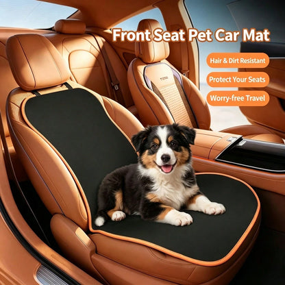1pc Black/Orange Car Front Seat Pet Mat, Universal Fit Car Seat Protector, Easy To Clean Dog Mat For Front Car Seat