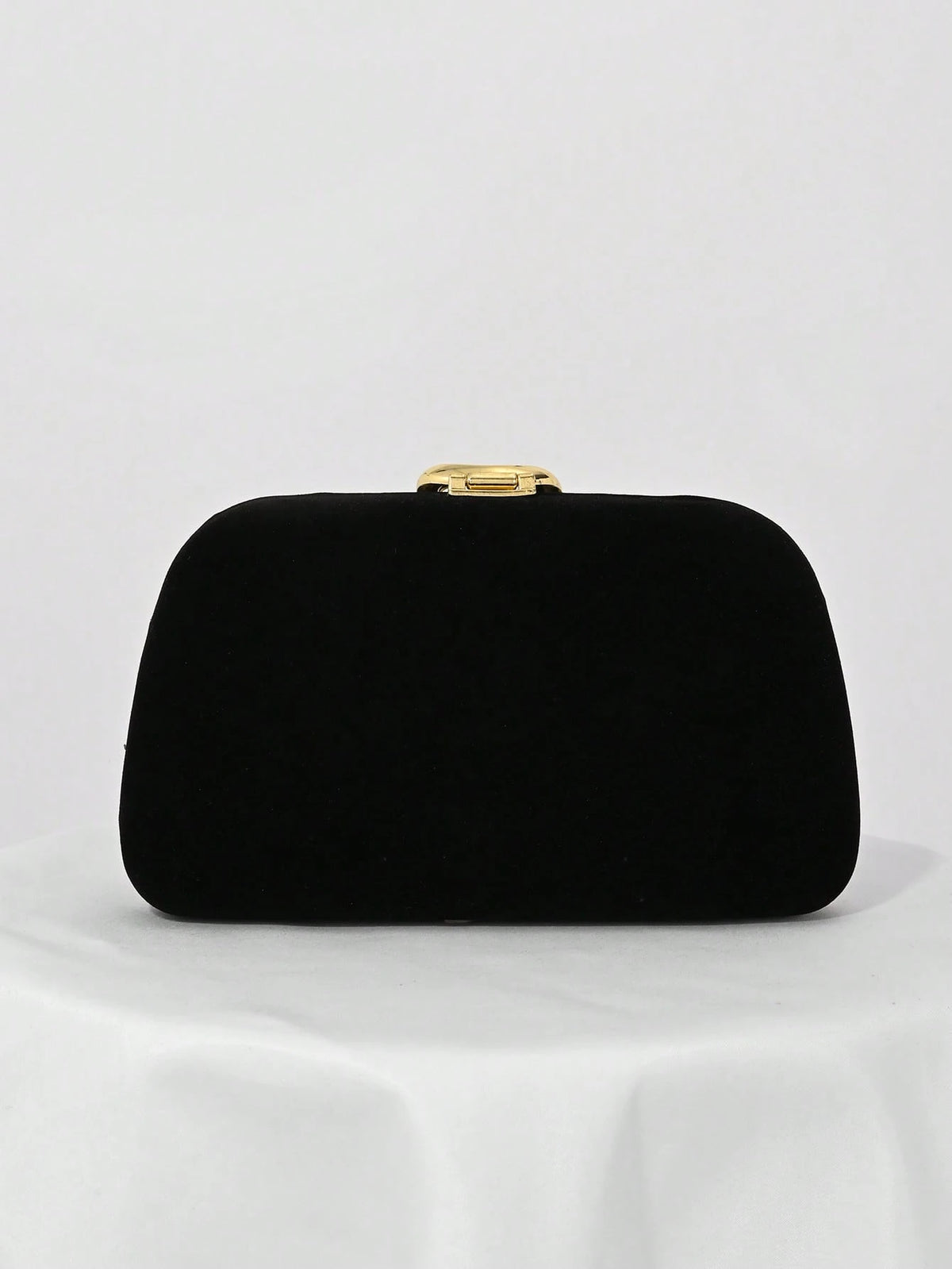 1pc Black Velvet, Small Clutch Bag, Rhinestone Chain Decor Snakehead Lock For Evening Dress, Suitable For Formal Dinner, Party, Wedding, Cocktail