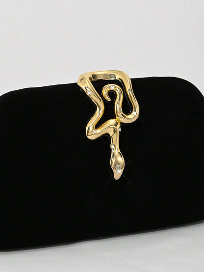 1pc Black Velvet, Small Clutch Bag, Rhinestone Chain Decor Snakehead Lock For Evening Dress, Suitable For Formal Dinner, Party, Wedding, Cocktail