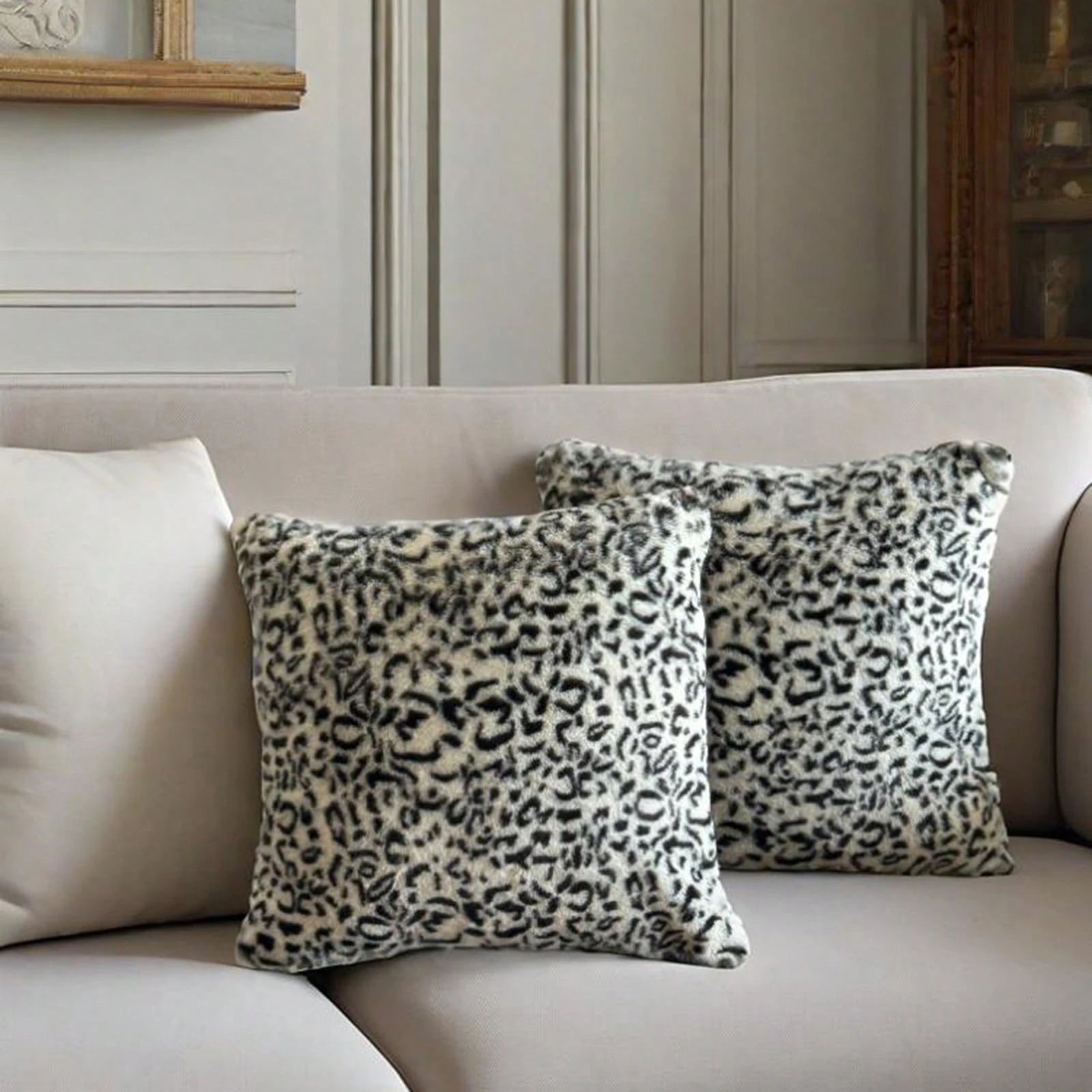 1pc Black & White Leopard Print Pillow Cover, Luxury Style Pillow Case Suitable For Bedroom, Sofa, Living Room, Great Gift