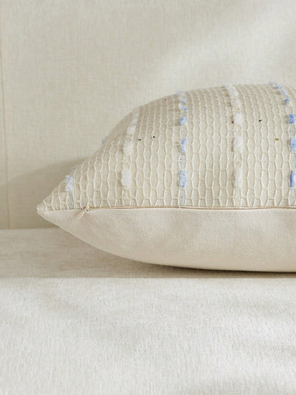 1pc Blue & White Waffle Weave Jacquard Pillow Case (Insert Not Included), Bohemian Style, Soft Chenille Decorative Square Pillow Cover, Suitable For Holiday, Sofa, Bedroom, Bed, All Seasons Use