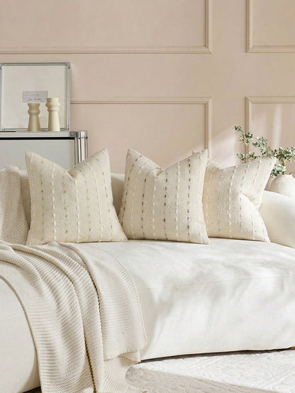 1pc Blue & White Waffle Weave Jacquard Pillow Case (Insert Not Included), Bohemian Style, Soft Chenille Decorative Square Pillow Cover, Suitable For Holiday, Sofa, Bedroom, Bed, All Seasons Use