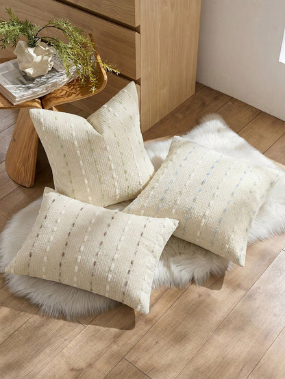 1pc Blue & White Waffle Weave Jacquard Pillow Case (Insert Not Included), Bohemian Style, Soft Chenille Decorative Square Pillow Cover, Suitable For Holiday, Sofa, Bedroom, Bed, All Seasons Use