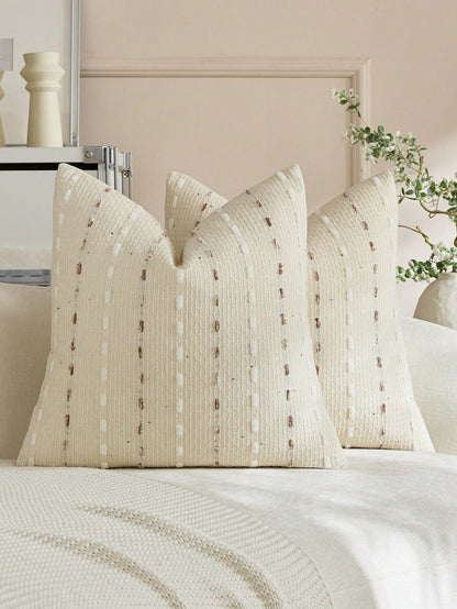 1pc Blue & White Waffle Weave Jacquard Pillow Case (Insert Not Included), Bohemian Style, Soft Chenille Decorative Square Pillow Cover, Suitable For Holiday, Sofa, Bedroom, Bed, All Seasons Use