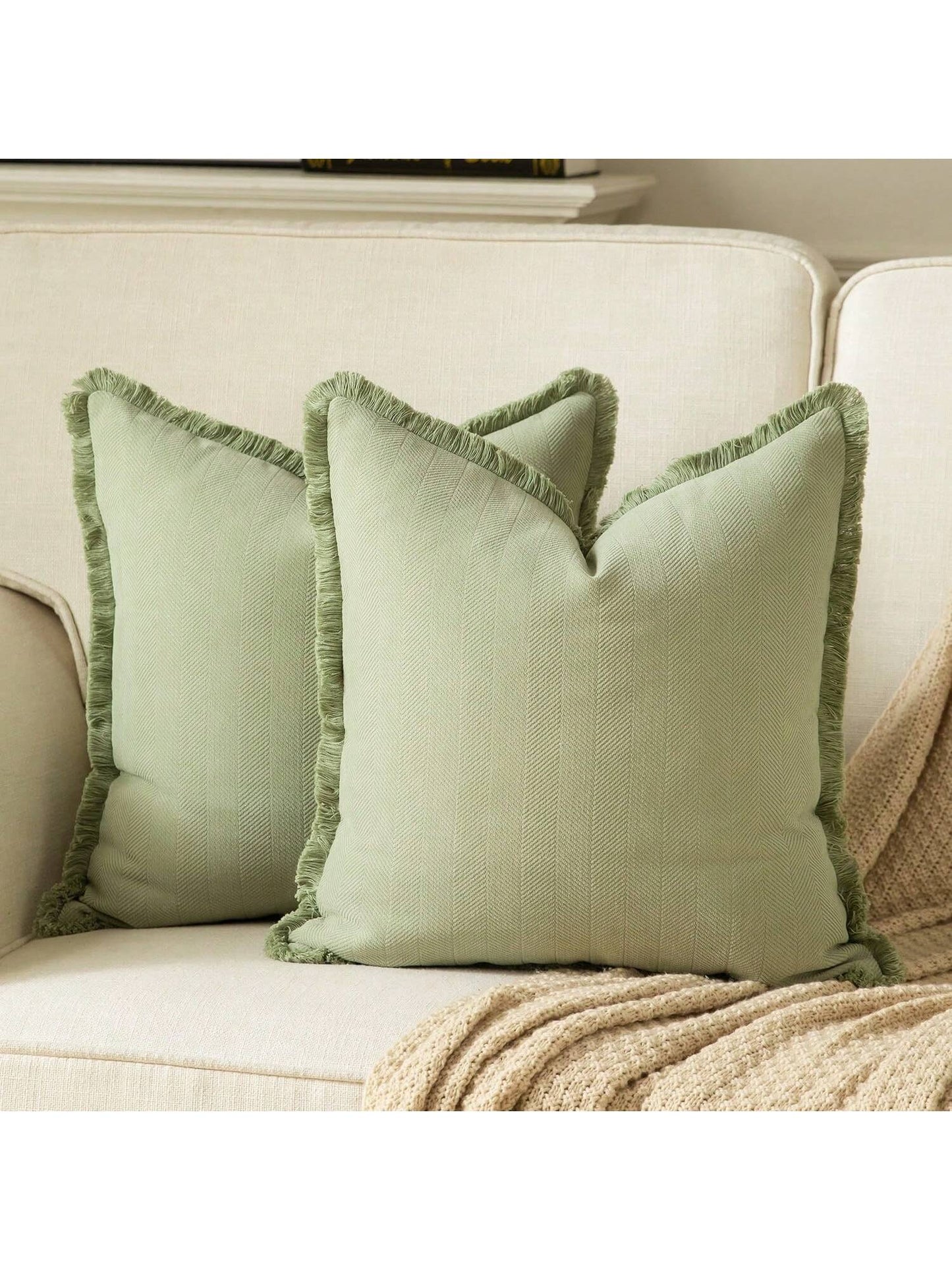 1pc Bohemian Style Solid Color Chenille Tassel Decorative Throw Pillow Cover, Aesthetic Cushion Case For Sofa Couch Bedroom Living Room Home Decor