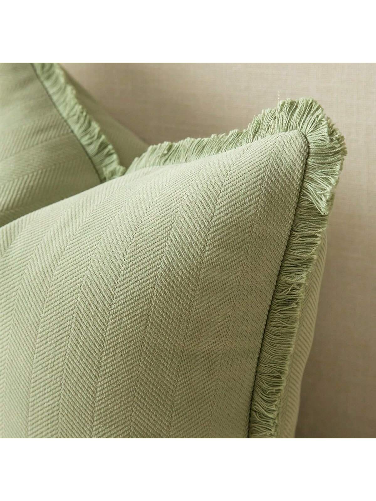 1pc Bohemian Style Solid Color Chenille Tassel Decorative Throw Pillow Cover, Aesthetic Cushion Case For Sofa Couch Bedroom Living Room Home Decor