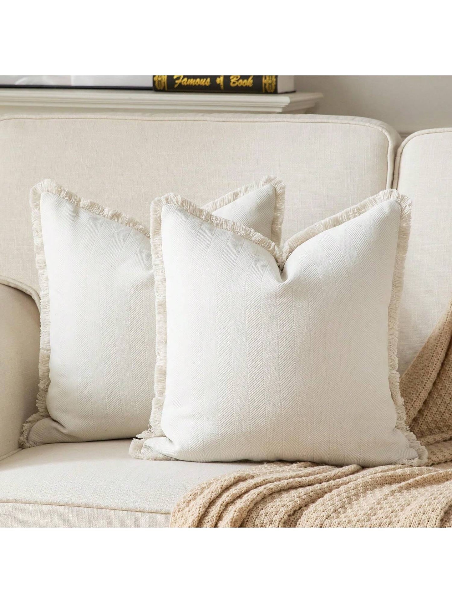 1pc Bohemian Style Solid Color Chenille Tassel Decorative Throw Pillow Cover, Aesthetic Cushion Case For Sofa Couch Bedroom Living Room Home Decor