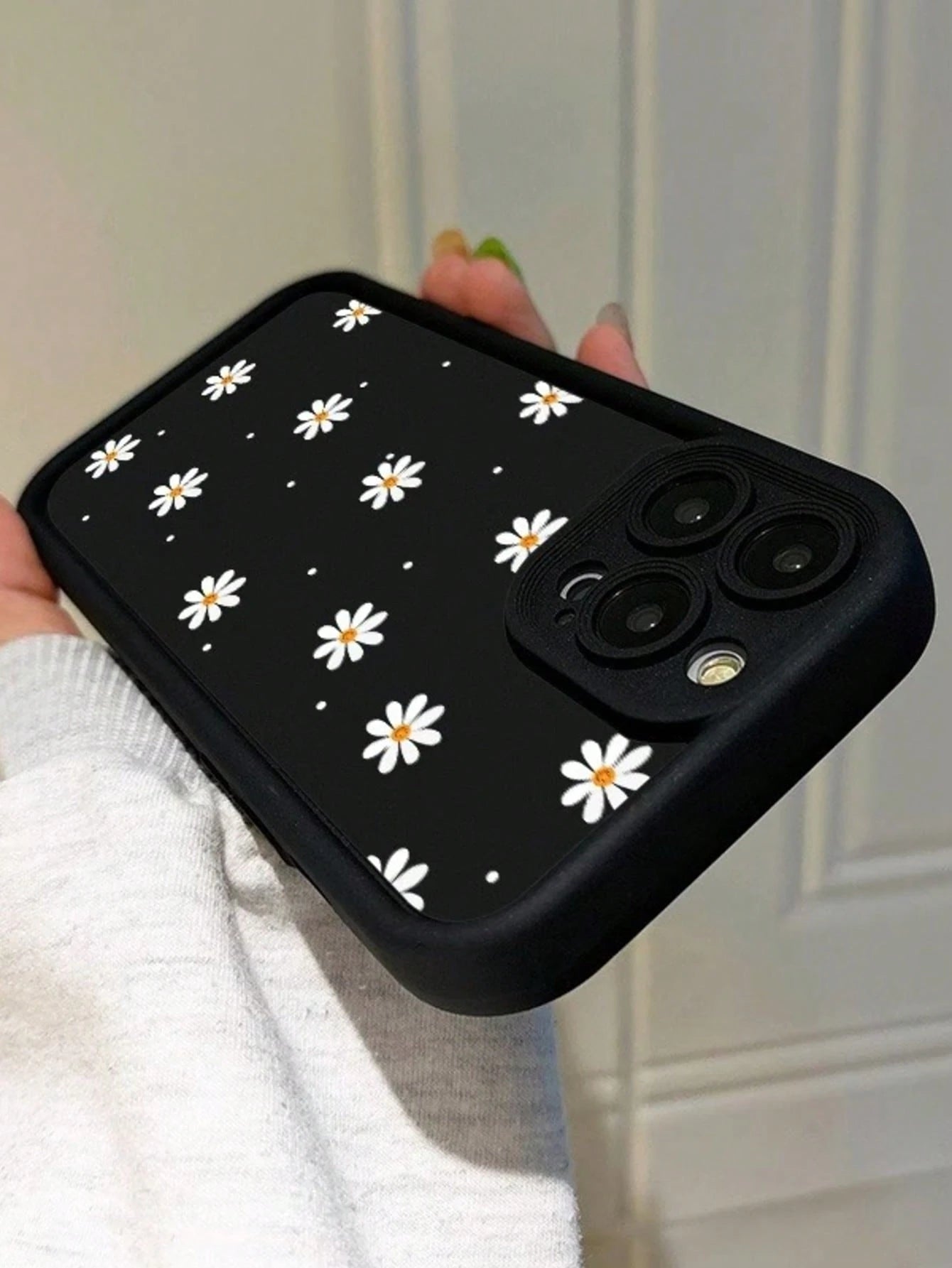 1pc Brown Cute Fashion UV Painted Full Screen Daisy Raised Edge Shockproof Phone Case Compatible With Ip17 16 15 14 13 S26 S25 S24 Honor 400Lite 200Pro Honor A5 X9 X8 X6 9x And Smart6/7/8/9/10, 14T Xi