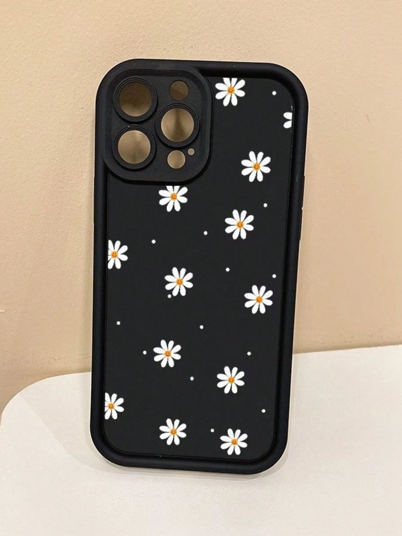 1pc Brown Cute Fashion UV Painted Full Screen Daisy Raised Edge Shockproof Phone Case Compatible With Ip17 16 15 14 13 S26 S25 S24 Honor 400Lite 200Pro Honor A5 X9 X8 X6 9x And Smart6/7/8/9/10, 14T Xi