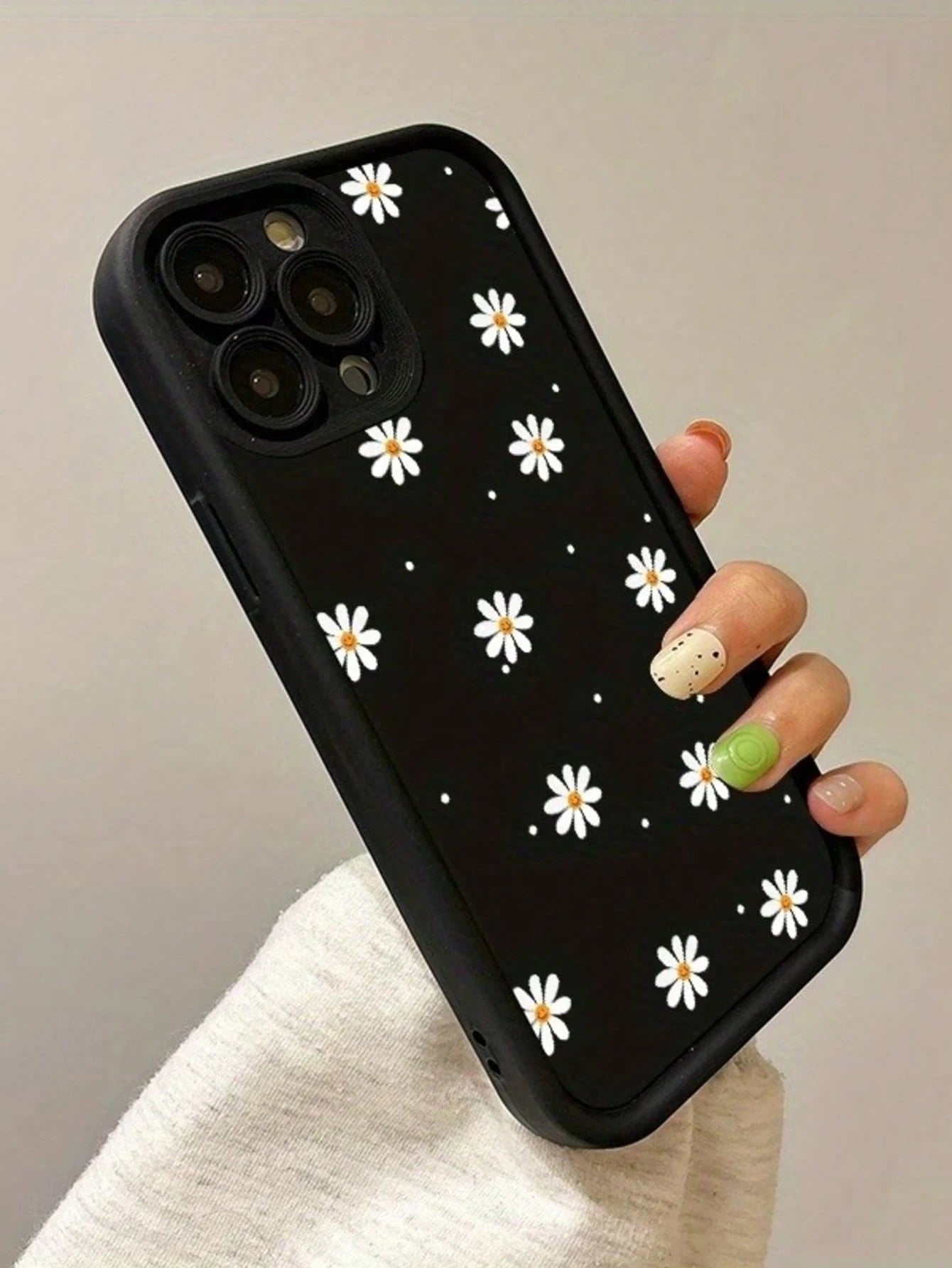 1pc Brown Cute Fashion UV Painted Full Screen Daisy Raised Edge Shockproof Phone Case Compatible With Ip17 16 15 14 13 S26 S25 S24 Honor 400Lite 200Pro Honor A5 X9 X8 X6 9x And Smart6/7/8/9/10, 14T Xi