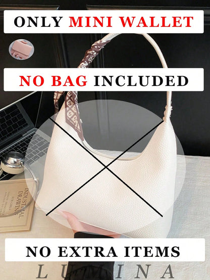 1pc Brown/White Summer Minimal Women's Shoulder Bag With Scarf, Vintage Crescent Hobo Bag Leather Bags Women Carteras Para Mujer