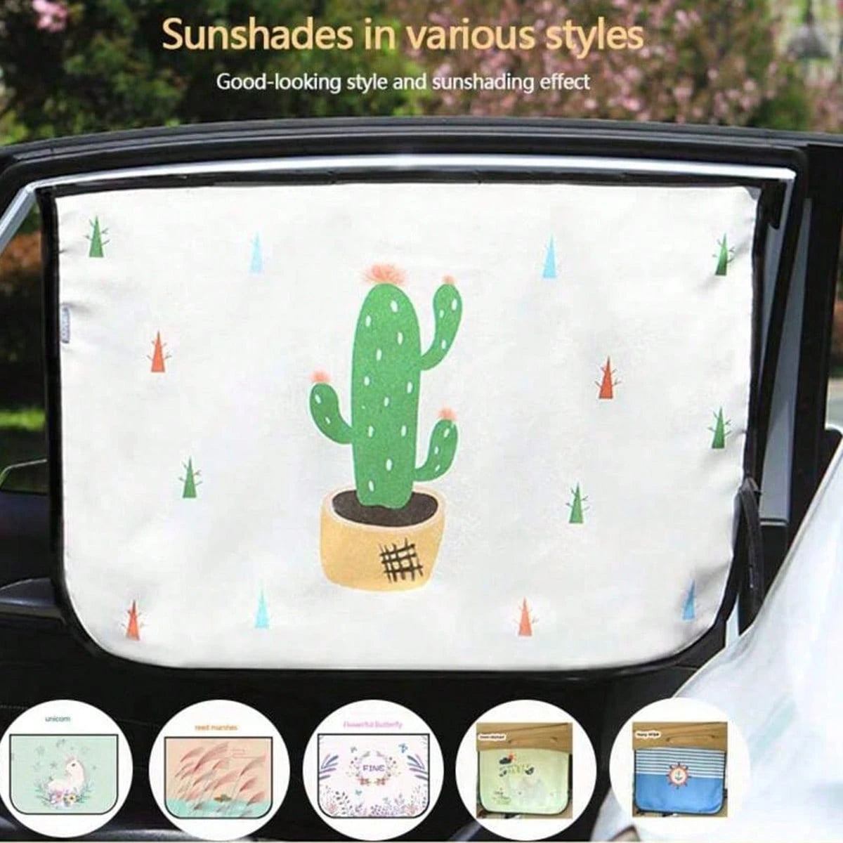 1pc Car Cartoon Animal & Plant Cute Multi-Style Sun Shade, Retractable Side Window Curtain, Anti-UV Heat Insulation Blackout Car Window Blind
