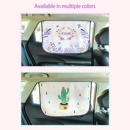 1pc Car Cartoon Animal & Plant Cute Multi-Style Sun Shade, Retractable Side Window Curtain, Anti-UV Heat Insulation Blackout Car Window Blind