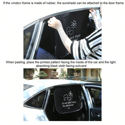 1pc Car Cartoon Animal & Plant Cute Multi-Style Sun Shade, Retractable Side Window Curtain, Anti-UV Heat Insulation Blackout Car Window Blind