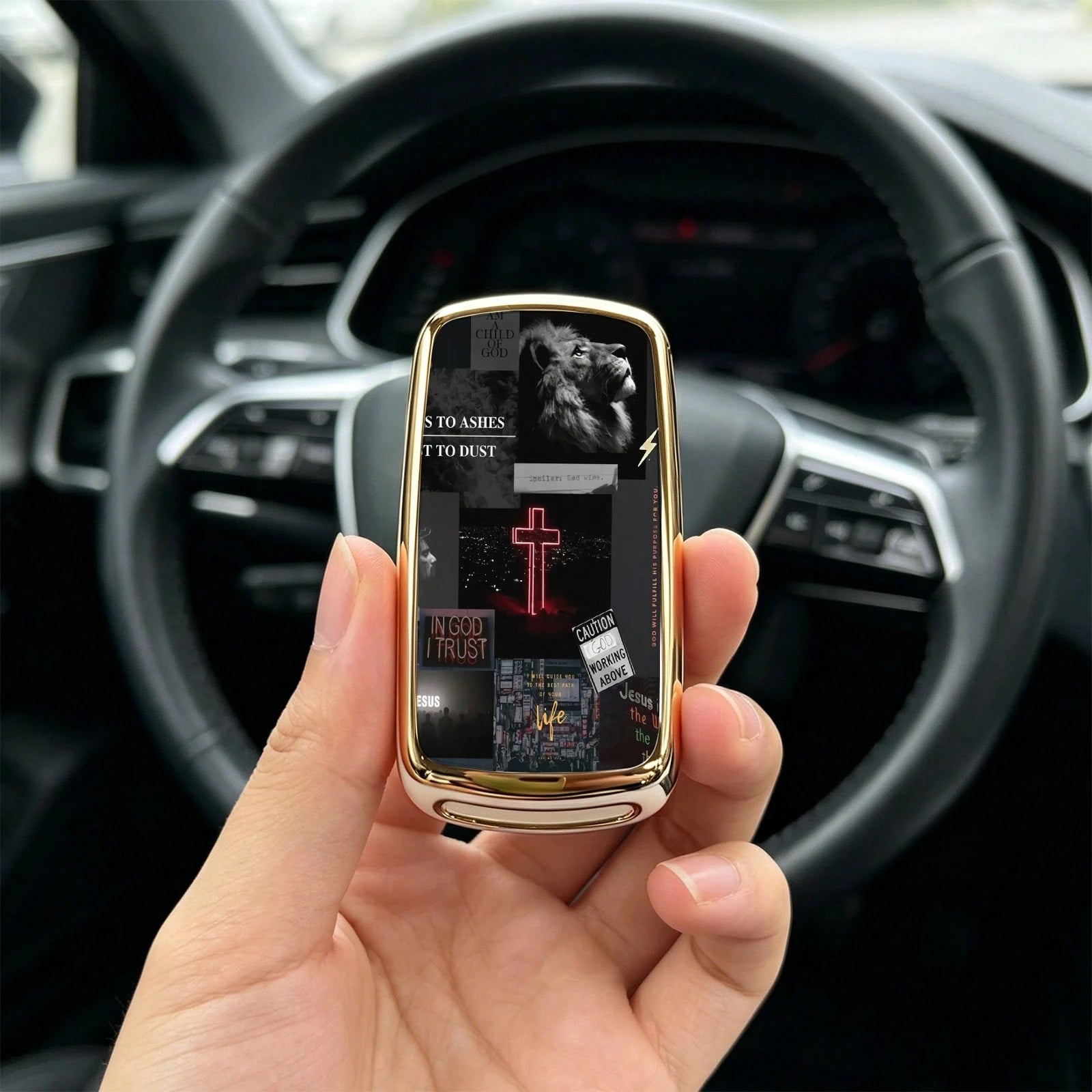 1pc Car Key Case-Deluxe Print,Suitable For Jetta Mk6, Polo Mk5, Golf Mk6, Tiguan Mk1, Passat B7, Passat NMS, Caddy Mk3, Beetle, Amarok, Touran Mk1. Advanced Soft-Touch, Does Not Block Signal, Unisex.