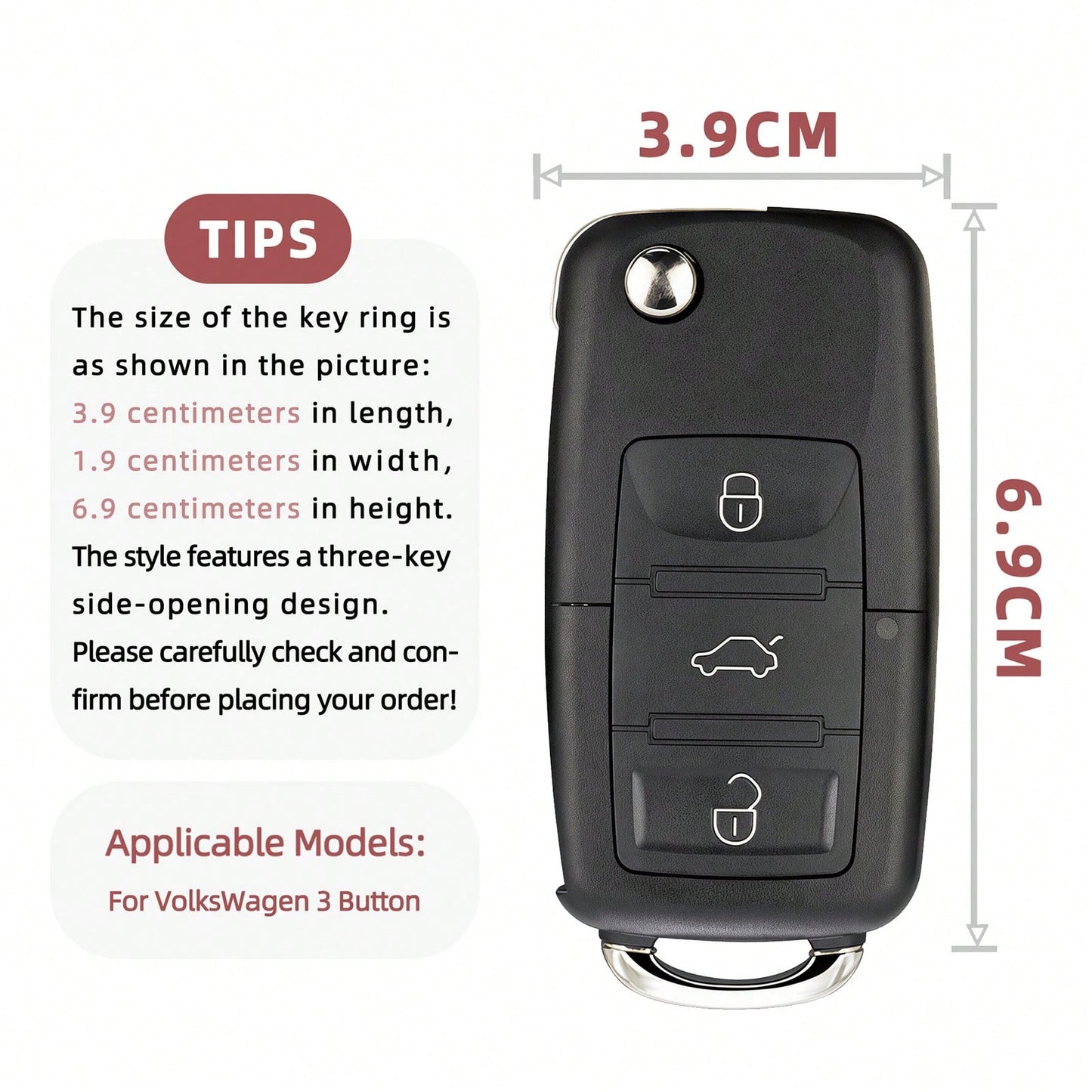 1pc Car Key Case-Deluxe Print,Suitable For Jetta Mk6, Polo Mk5, Golf Mk6, Tiguan Mk1, Passat B7, Passat NMS, Caddy Mk3, Beetle, Amarok, Touran Mk1. Advanced Soft-Touch, Does Not Block Signal, Unisex.
