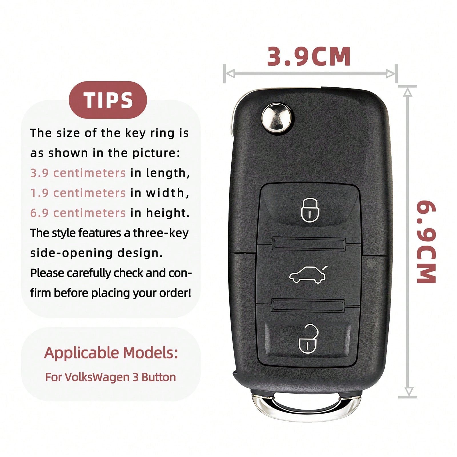 1pc Car Key Case-Deluxe Print,Suitable For Jetta Mk6, Polo Mk5, Golf Mk6, Tiguan Mk1, Passat B7, Passat NMS, Caddy Mk3, Beetle, Amarok, Touran Mk1. Advanced Soft-Touch, Does Not Block Signal, Unisex.