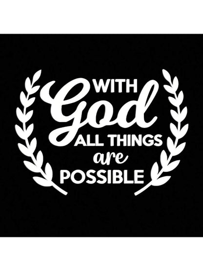 1pc Car Personalized Stickers, "With God All Things Are Possible", Rear Windshield Decoration Stickers, Personalized Graffiti Stickers, Warm And Inspirational Stickers