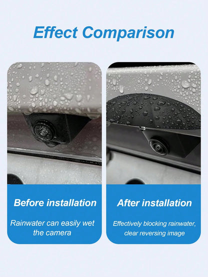 1pc Car Rearview Camera Silicone Rain Shield- Thickened & Widened Triangle Design, Matte Finish, All-Weather Waterproof Accessory, Enhances Visibility In Rainy Weather, Universal Fit Without Installa