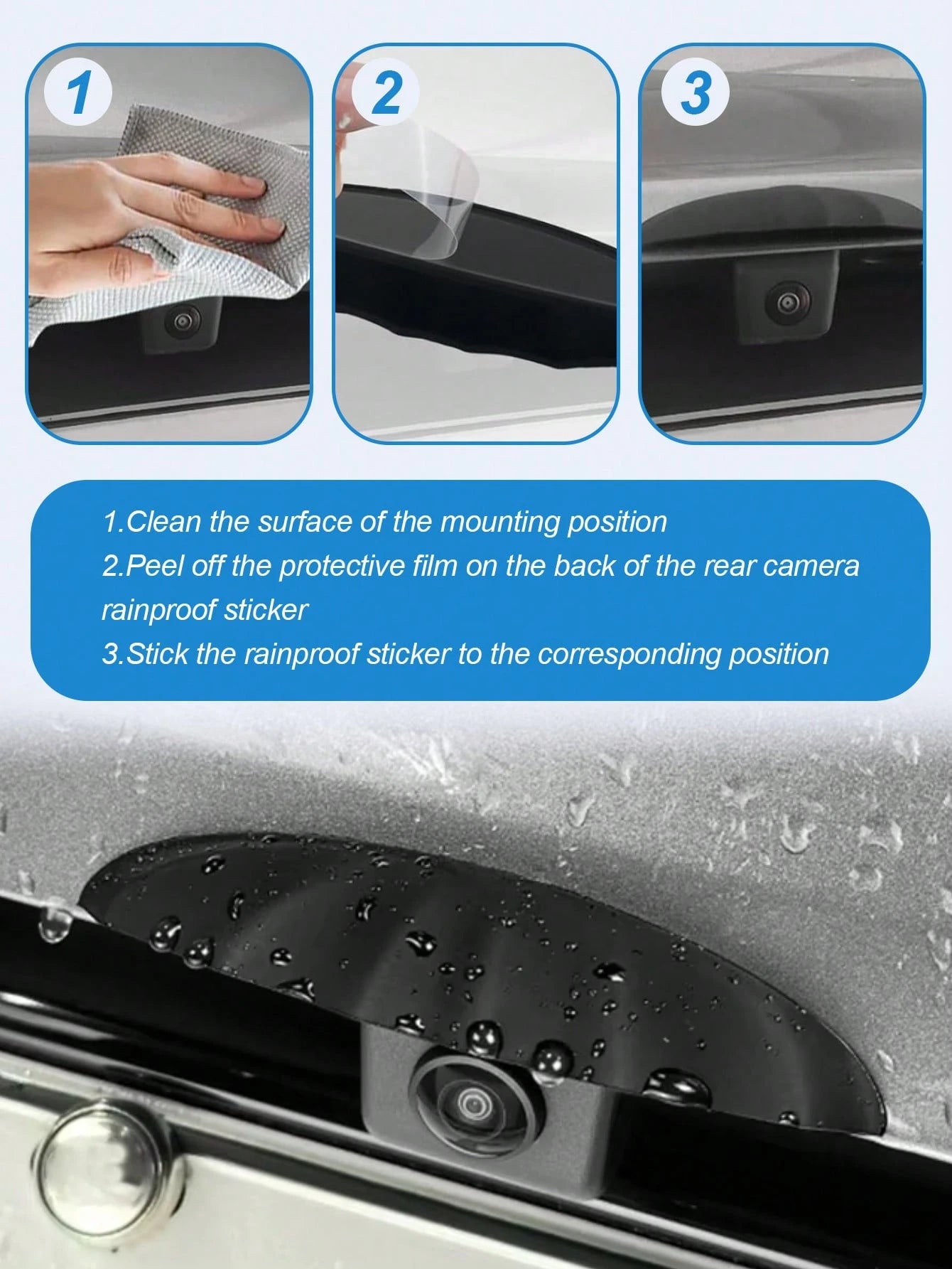 1pc Car Rearview Camera Silicone Rain Shield- Thickened & Widened Triangle Design, Matte Finish, All-Weather Waterproof Accessory, Enhances Visibility In Rainy Weather, Universal Fit Without Installa
