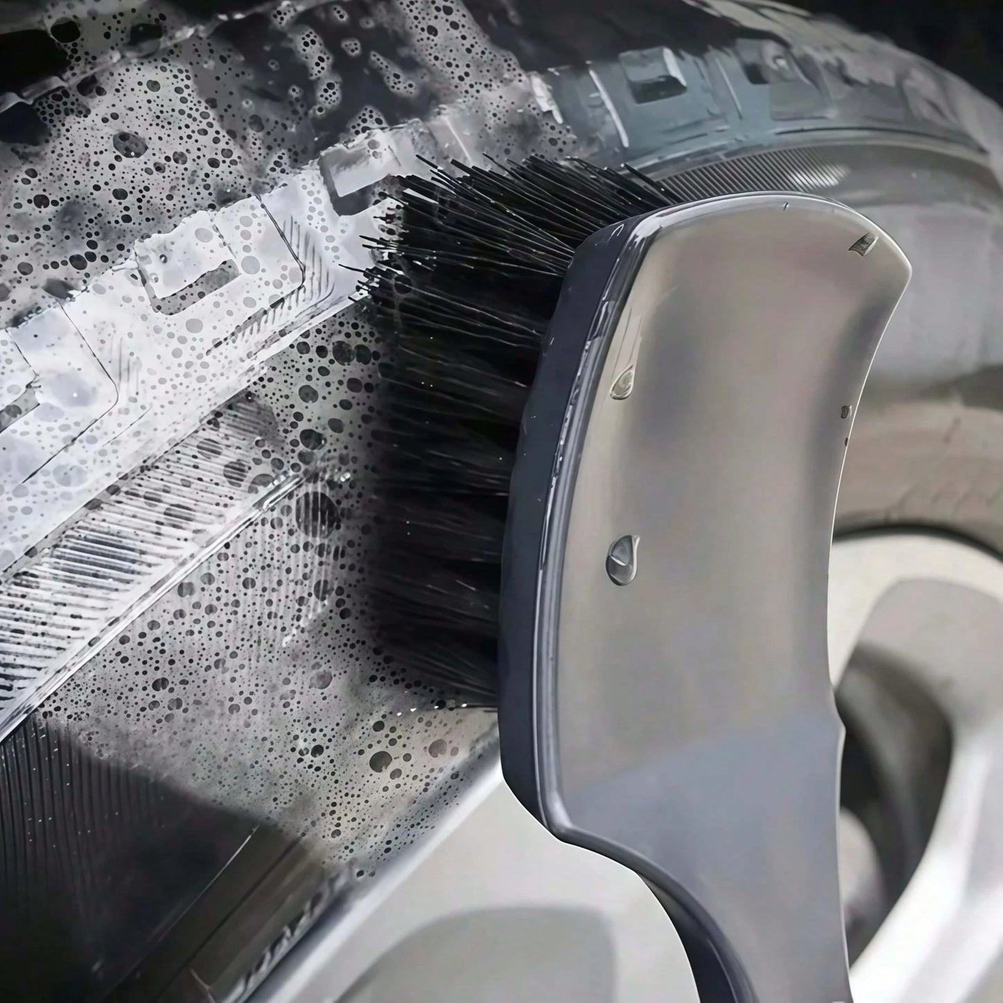 1PC Car Tire Rim Brush Wheel Hub Cleaning Brush Car Wheel Detail Cleaning Accessory Black White Tire Washing Tool, Car Supplies, Car Cleaning Supplies