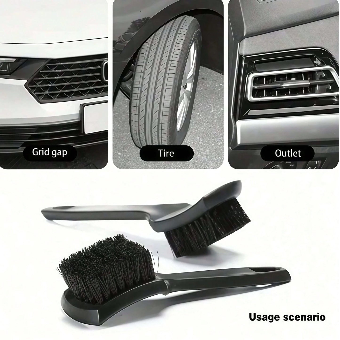 1PC Car Tire Rim Brush Wheel Hub Cleaning Brush Car Wheel Detail Cleaning Accessory Black White Tire Washing Tool, Car Supplies, Car Cleaning Supplies