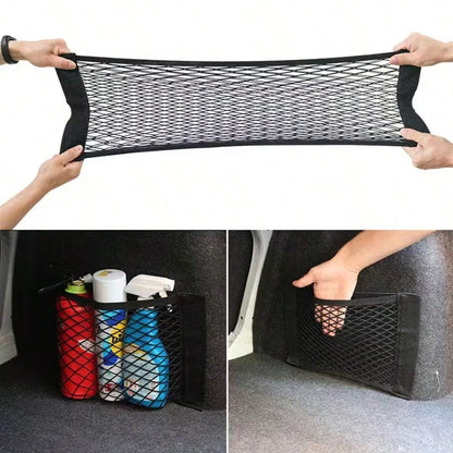 1pc Car Trunk Storage Net, Durable Elastic Mesh Storage Bag, Universal Cargo Net Can Be Hung On SUV Back Seat, Space-Saving Double Layer Pocket Design, Can Securely Hold Water Bottles, Tools, Fire Ext