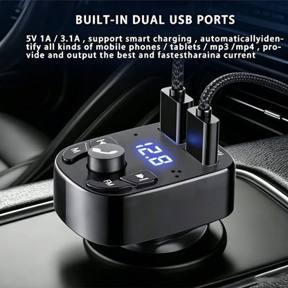 1pc Car Wireless 5.3 FM Transmitter, Hands-Free MP3 Player, Dual USB And PD Fast Charging Ports, Car Radio Adapter, Car Accessories