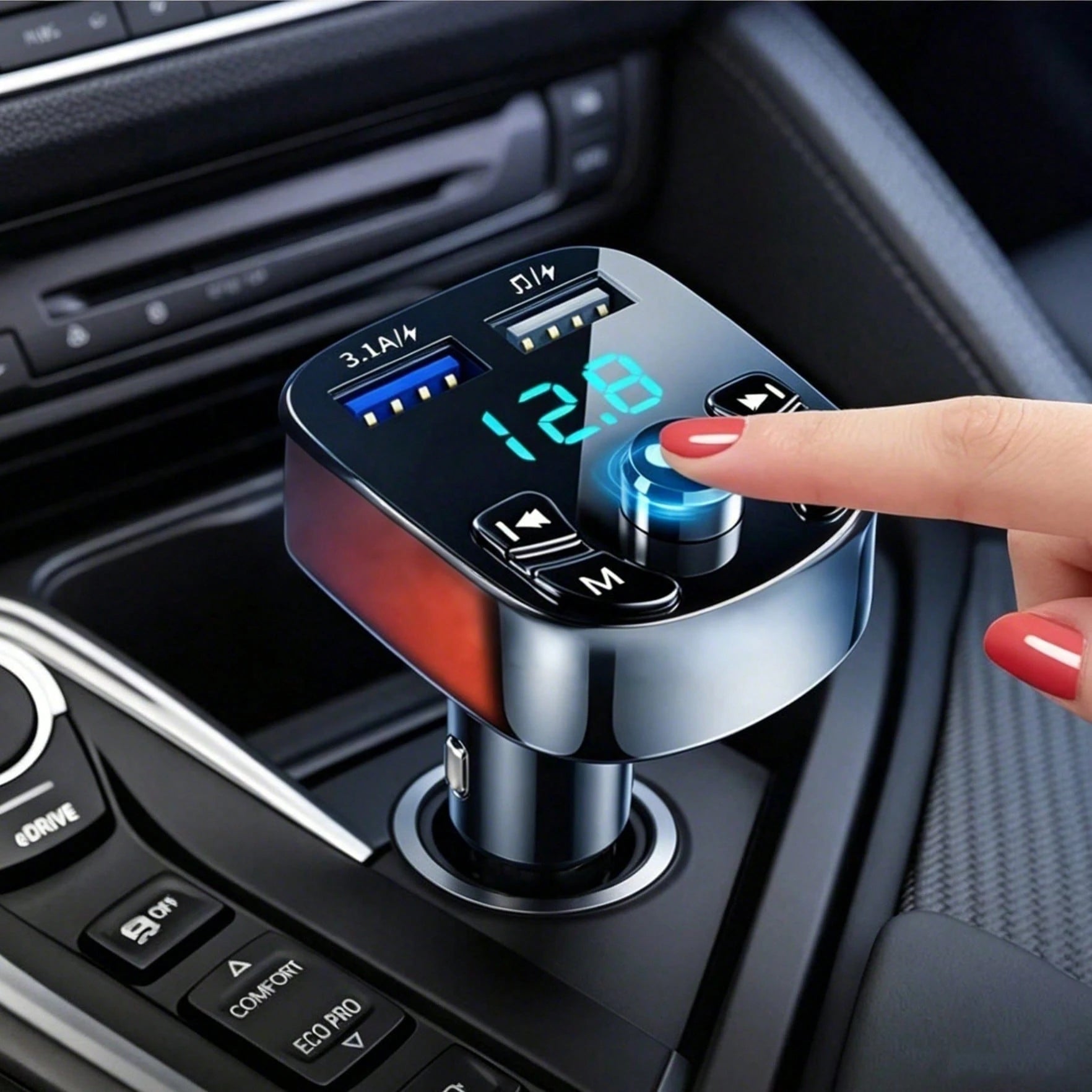 1pc Car Wireless 5.3 FM Transmitter, Hands-Free MP3 Player, Dual USB And PD Fast Charging Ports, Car Radio Adapter, Car Accessories