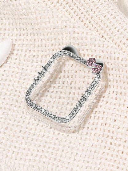 1pc Cartoon Cat Design Case With Sparkling Diamonds, Compatible With Apple Watch SE/8/7/6/5/4/3/2/1, 40/41/44/45mm, Shock-Proof/Shatter-Resistant, No Screen Protector, Sensitive Touch, No Delay, Women
