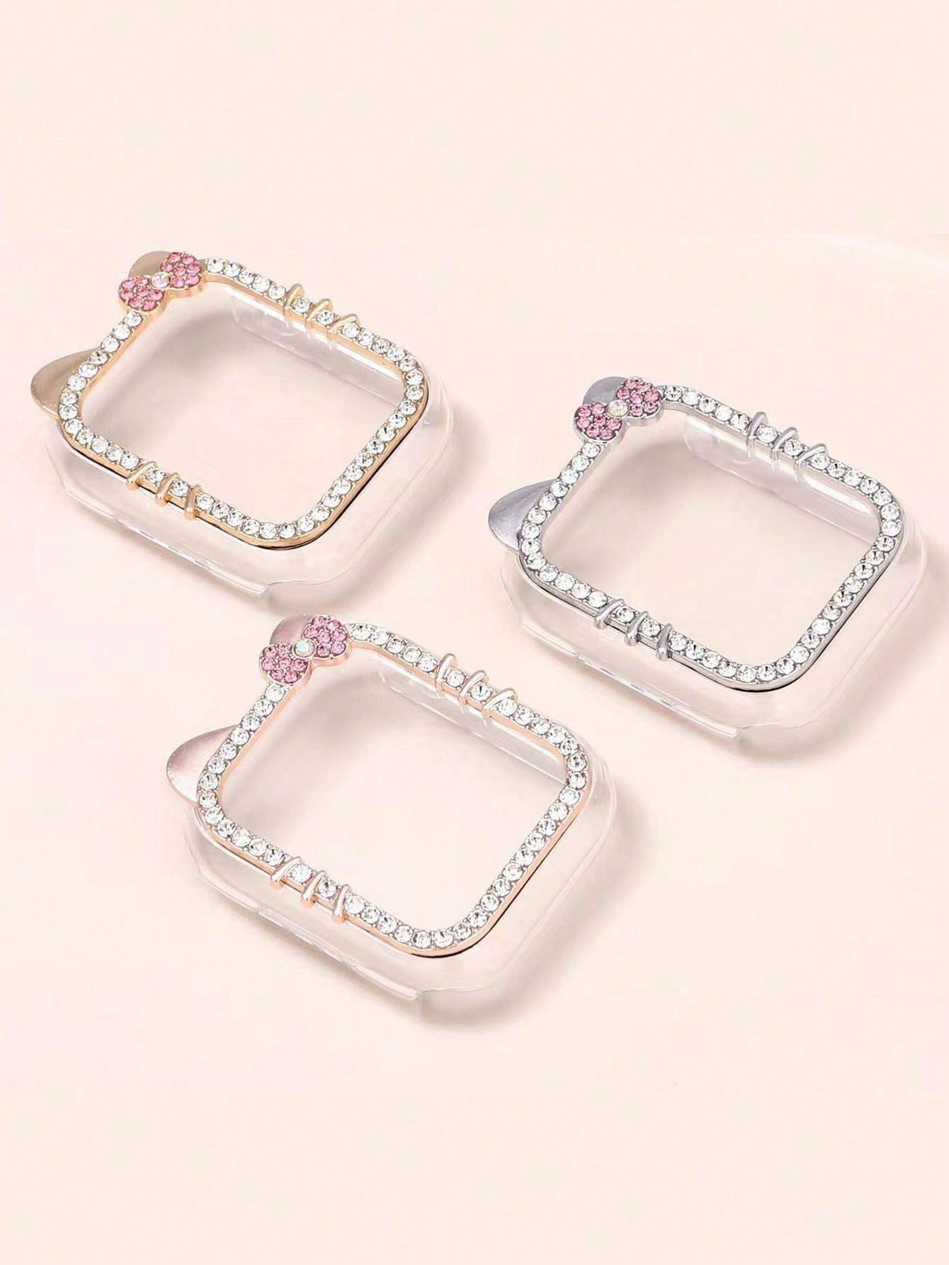 1pc Cartoon Cat Design Case With Sparkling Diamonds, Compatible With Apple Watch SE/8/7/6/5/4/3/2/1, 40/41/44/45mm, Shock-Proof/Shatter-Resistant, No Screen Protector, Sensitive Touch, No Delay, Women