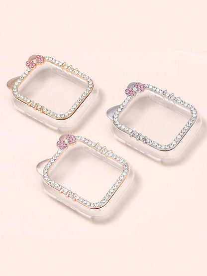 1pc Cartoon Cat Design Case With Sparkling Diamonds, Compatible With Apple Watch SE/8/7/6/5/4/3/2/1, 40/41/44/45mm, Shock-Proof/Shatter-Resistant, No Screen Protector, Sensitive Touch, No Delay, Women