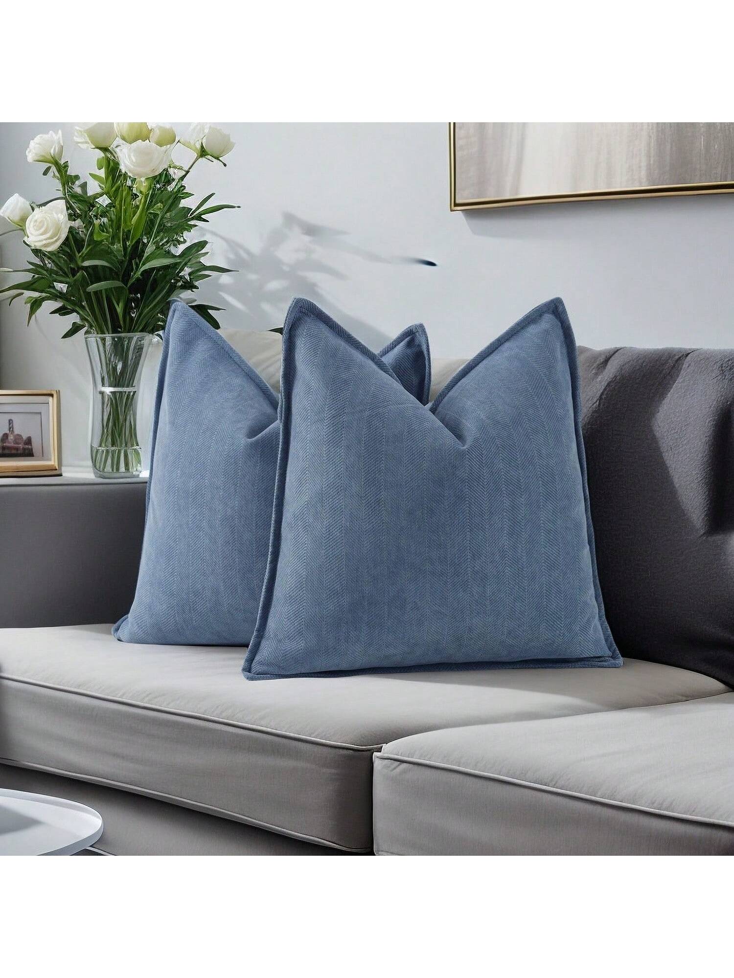1pc Chenille Solid Color Farmhouse Throw Pillow Cover, Casual Daily Use