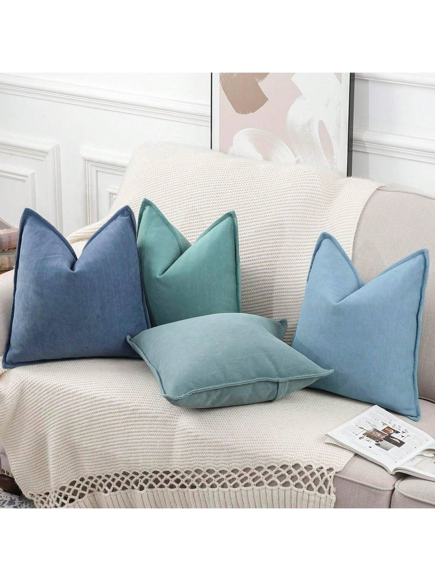 1pc Chenille Solid Color Farmhouse Throw Pillow Cover, Casual Daily Use