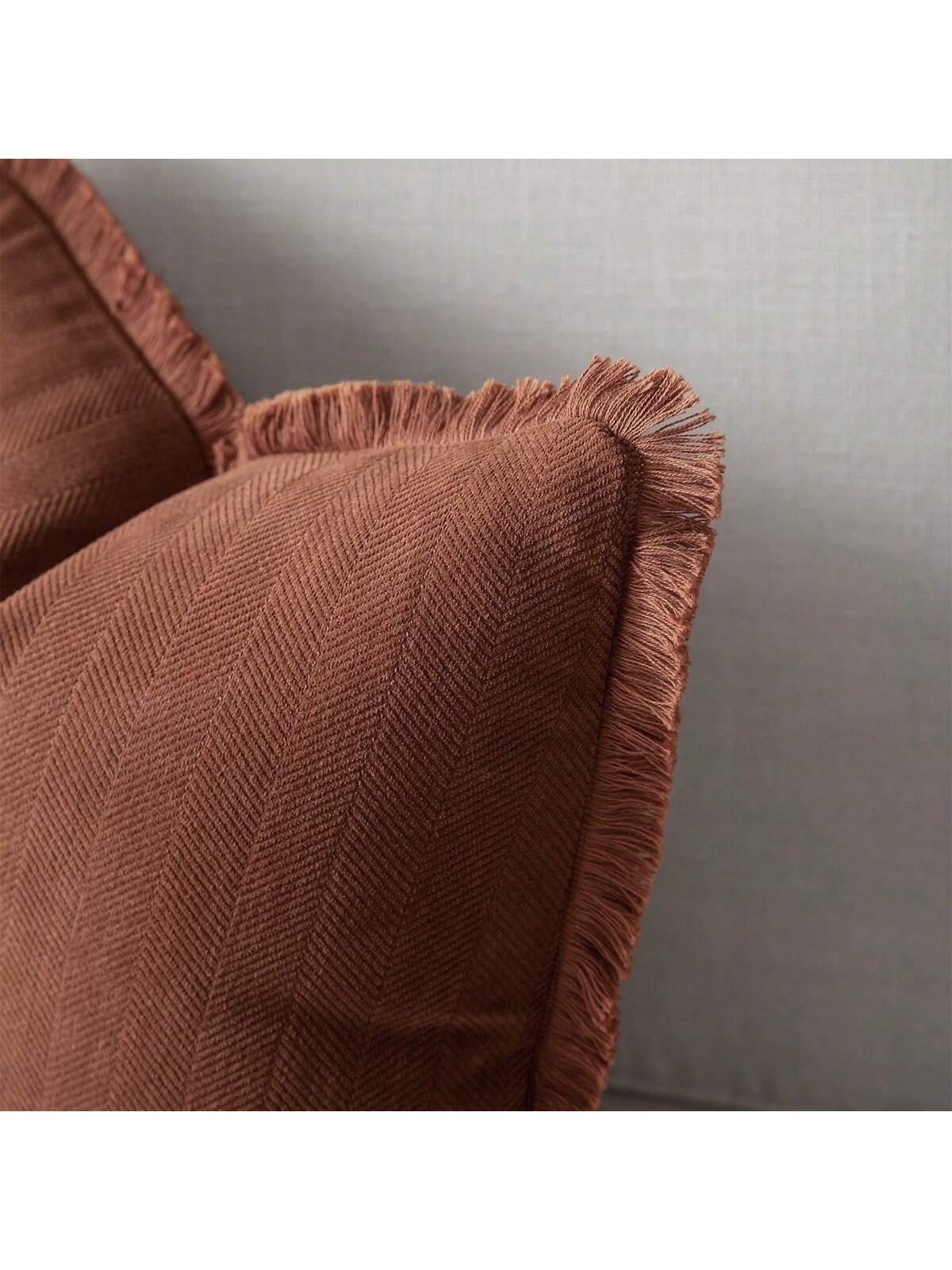 1pc Chenille Tassel Decorative Throw Pillow Cover, Minimalist & Fashionable, Suitable For Summer