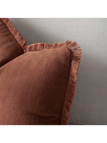 1pc Chenille Tassel Decorative Throw Pillow Cover, Minimalist & Fashionable, Suitable For Summer