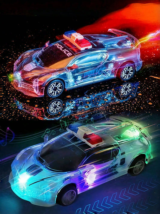 1pc Children's Electric Light & Sound Car Toy, Rotatable Battery Powered Toy Vehicle, Suitable For Boys & Girls, Birthday Gift, Blue/Black/White