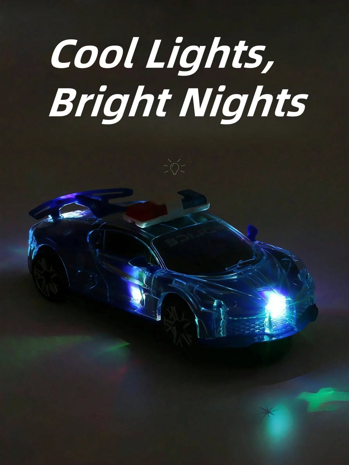 1pc Children's Electric Light & Sound Car Toy, Rotatable Battery Powered Toy Vehicle, Suitable For Boys & Girls, Birthday Gift, Blue/Black/White