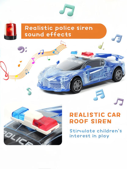 1pc Children's Electric Light & Sound Car Toy, Rotatable Battery Powered Toy Vehicle, Suitable For Boys & Girls, Birthday Gift, Blue/Black/White